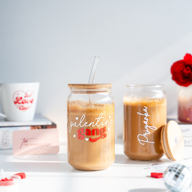 Personalized Can Glass Tumbler - Galentine Gang - COD Not Applicable