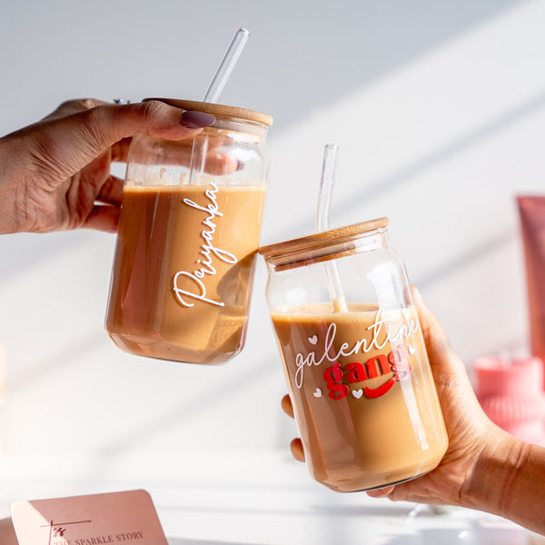 Personalized Can Glass Tumbler - Galentine Gang - COD Not Applicable