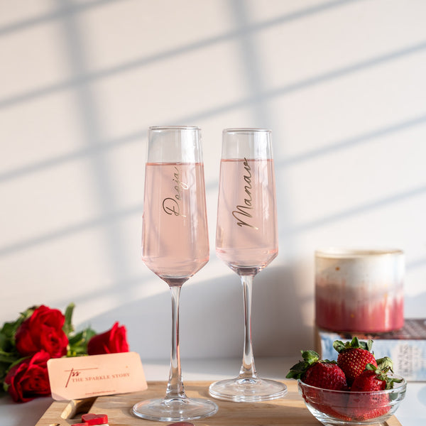 Personalized Couple Champagne Flutes- Set of 2 - COD Not Applicable