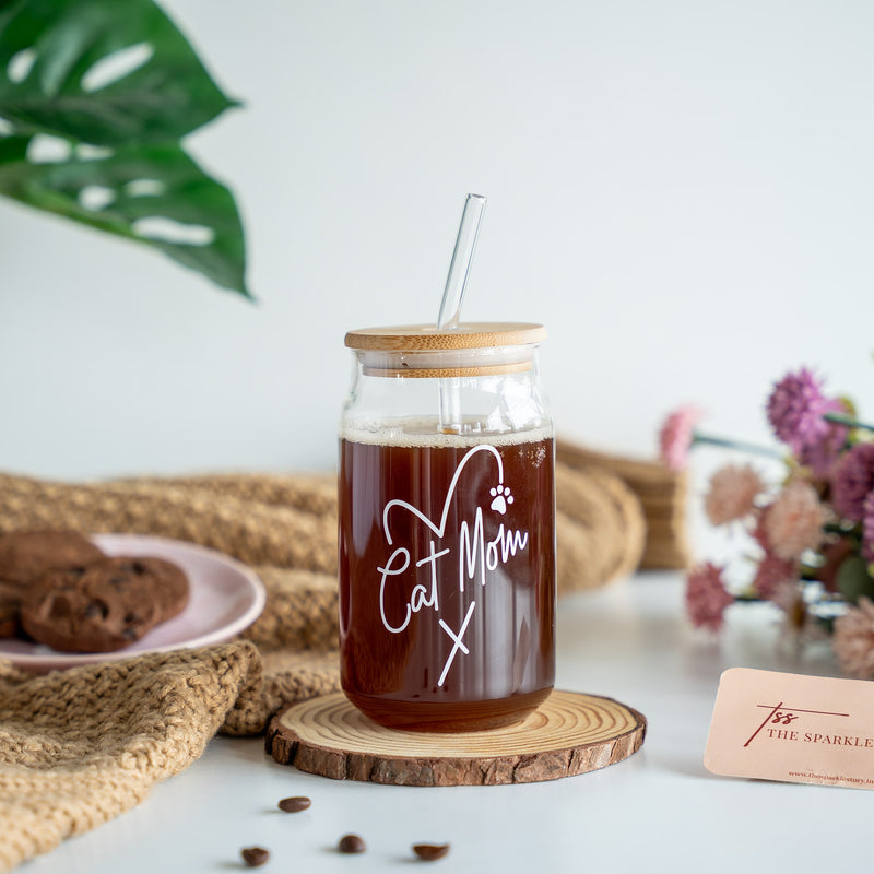 Can Glass Tumbler - Cat Mom