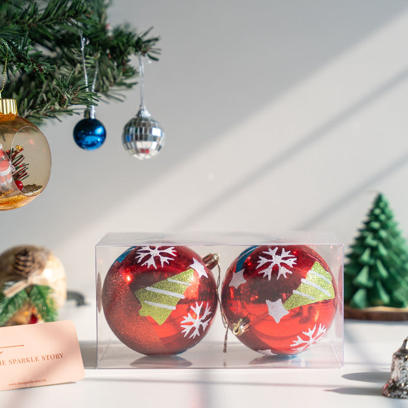 Jolly Red Baubles - Set of 2