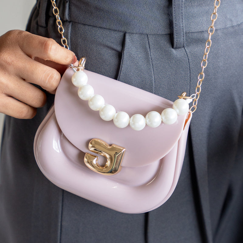 Mini Sling Bag With Pearl Handle