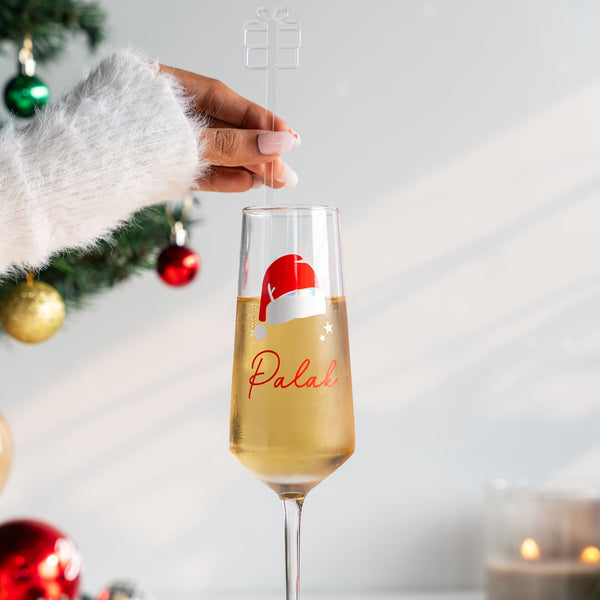 Personalized Champagne Flute - Santa Hat - COD Not Applicable