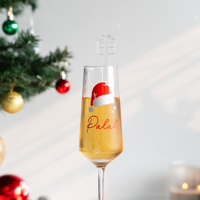 Personalized Champagne Flute - Santa Hat - COD Not Applicable