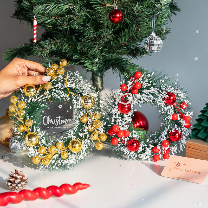 Personalized Christmas Wreath - Red & Gold - COD Not Applicable