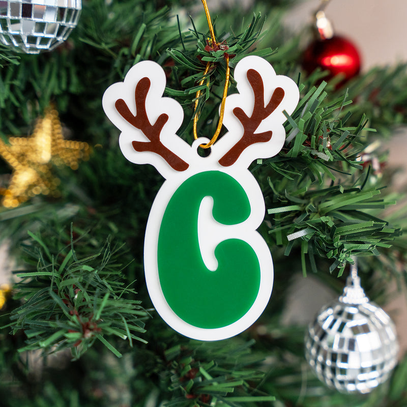 Personalized Ornament - Reindeer Initial - Single - COD Not Applicable