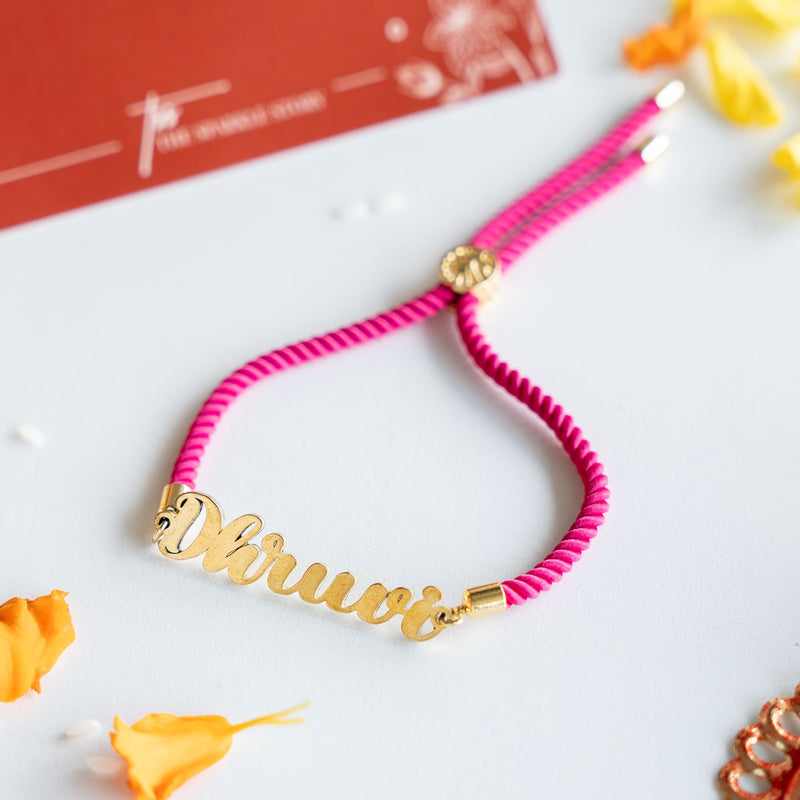 Personalized Twisted Cord - Metallic Name Cut Rakhi - COD Not Applicable